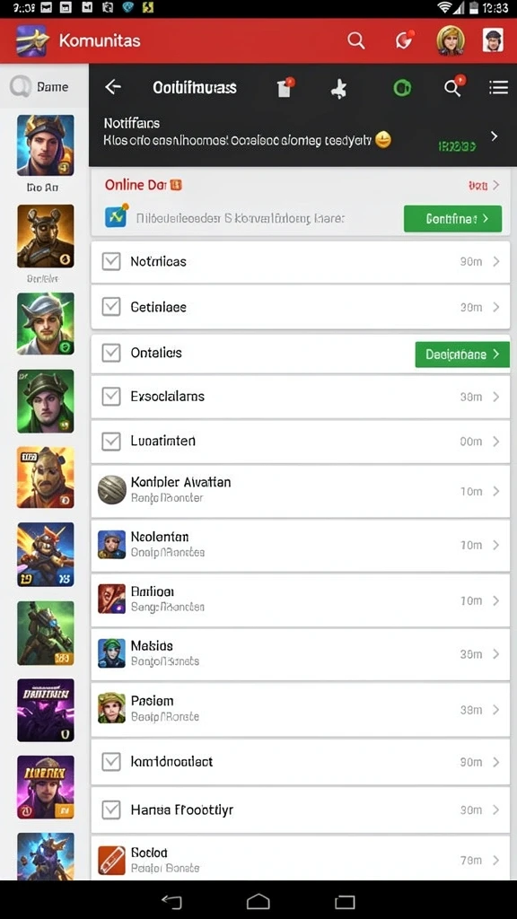 Menu permainan yang mudah dinavigasi dan informatif.